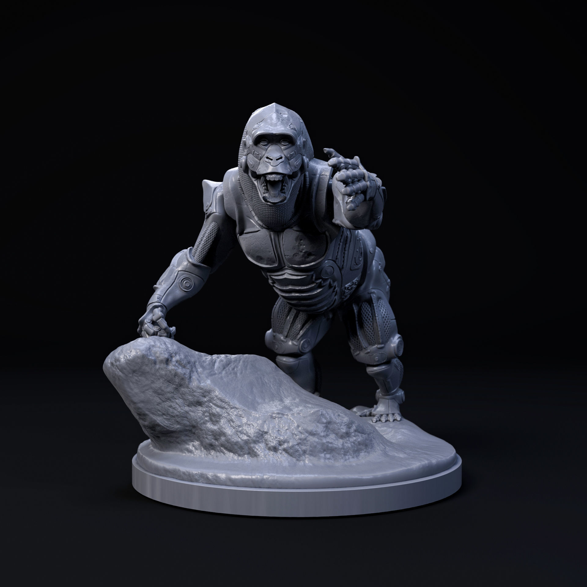 Gorilla mecha robot 32mm scale pre-supported animal 3D print model_2