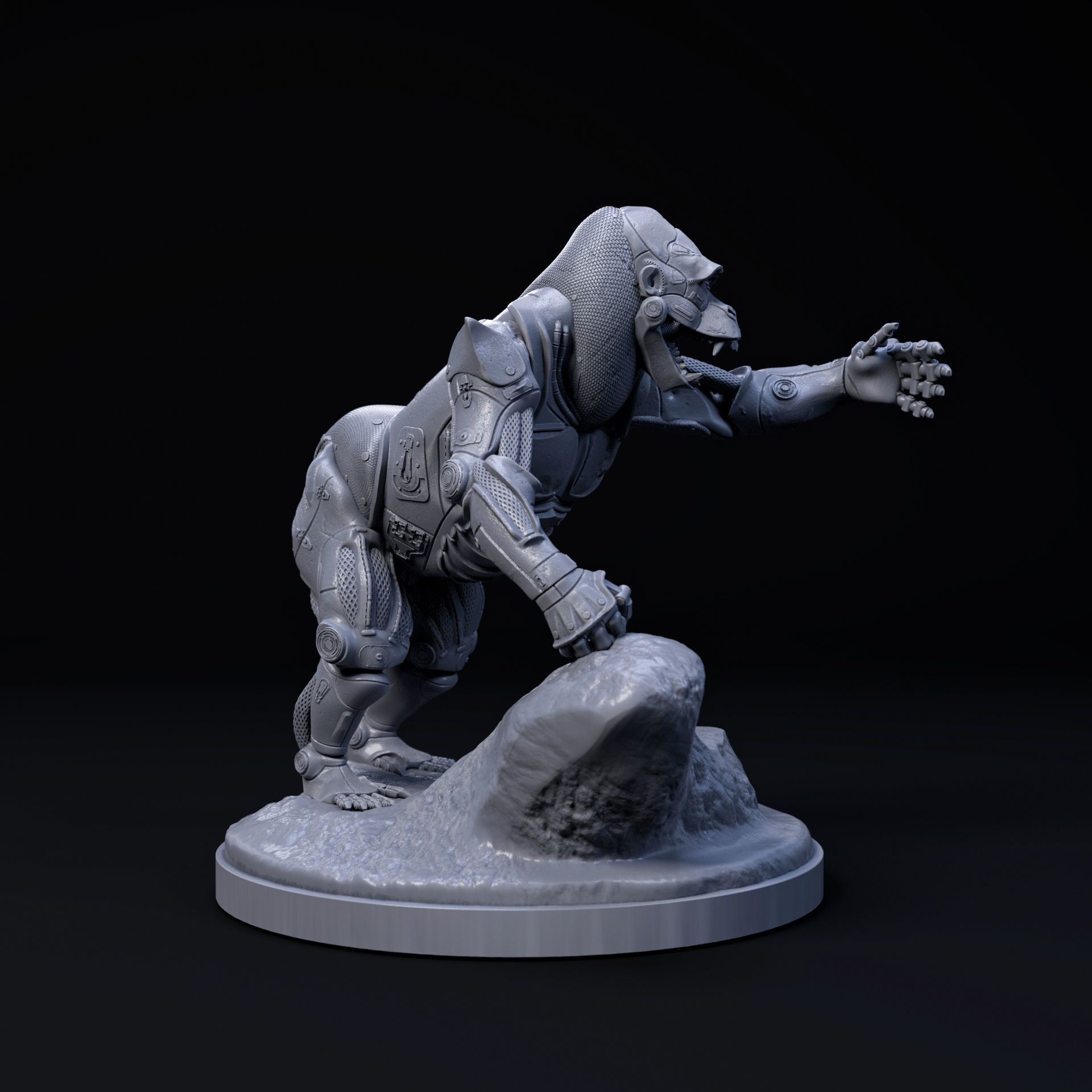 Gorilla mecha robot 32mm scale pre-supported animal 3D print model_5