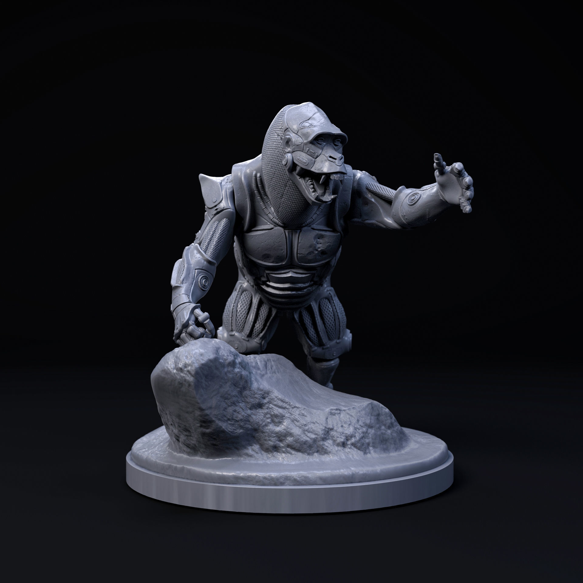 Gorilla mecha robot 32mm scale pre-supported animal 3D print model_1