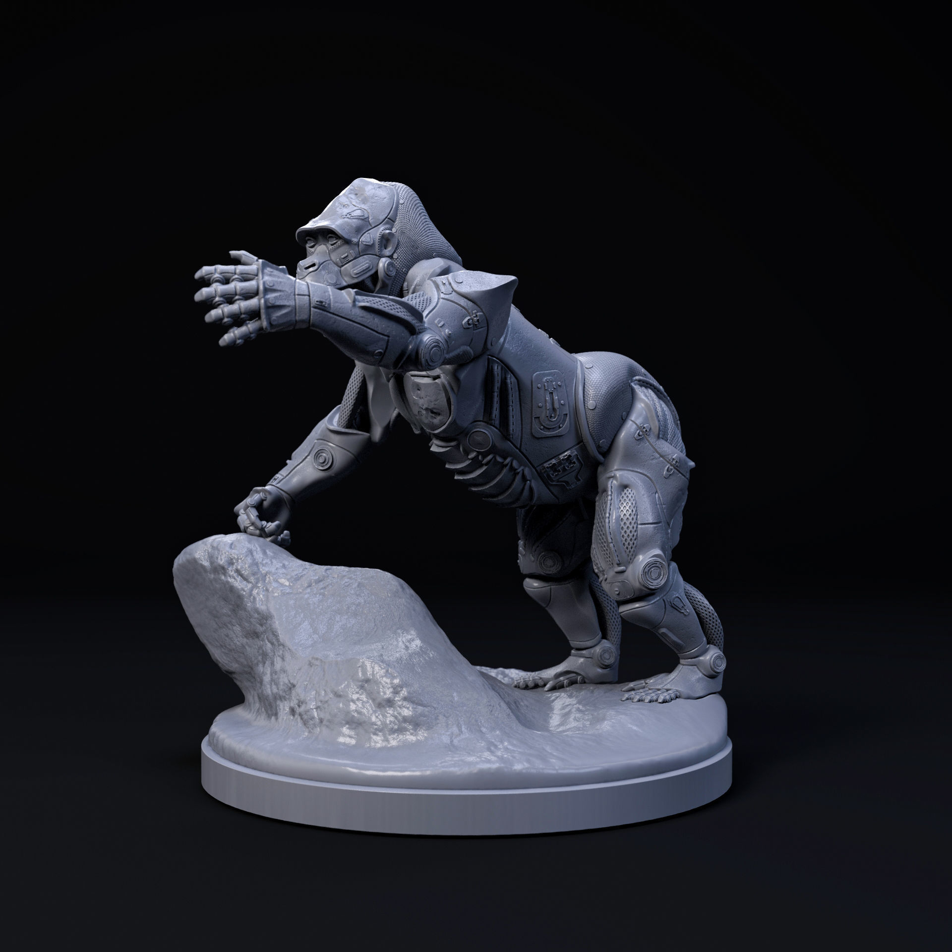 Gorilla mecha robot 32mm scale pre-supported animal 3D print model_3