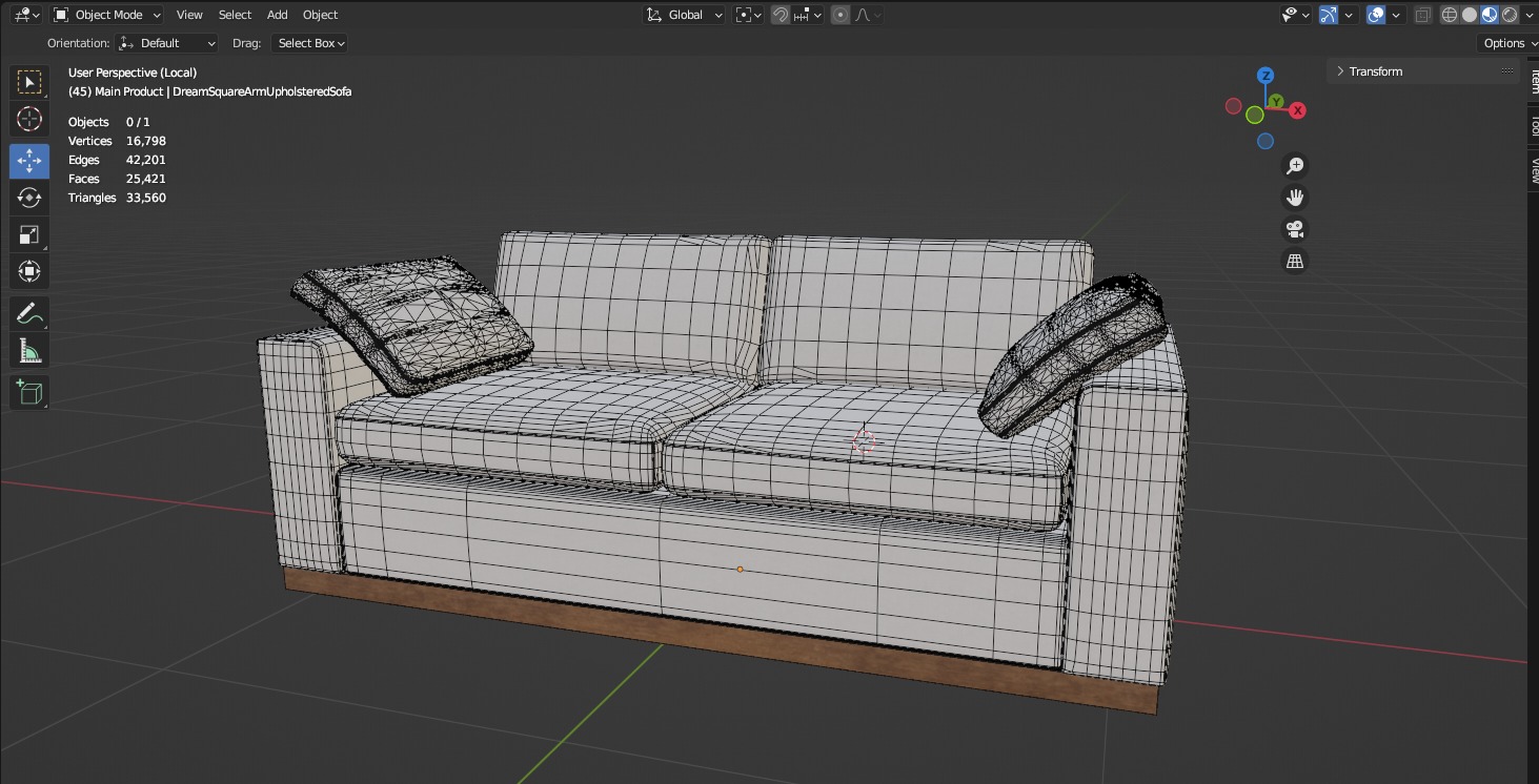 Dream Square Arm Upholstered Sofa Set 3D model_18