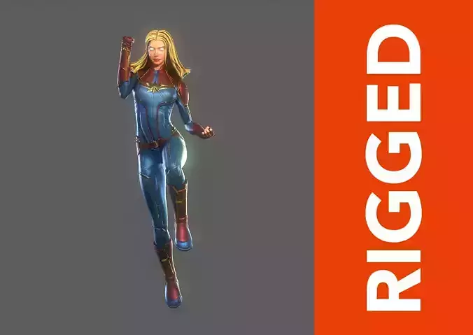 Captain Marvel Rig Low-poly 3D model
