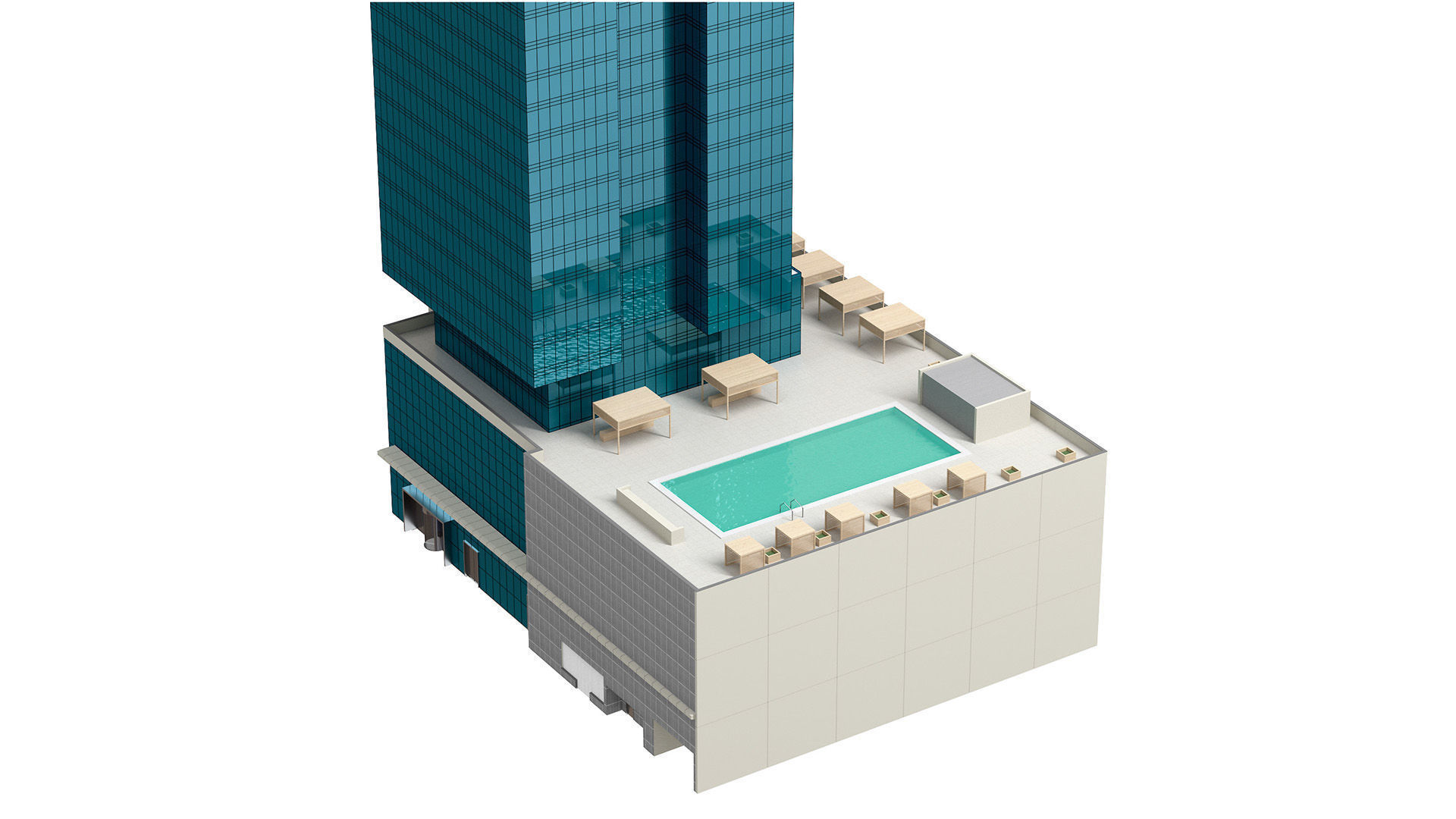 The First Hotel glass skyscraper at Jumeirah Village Circle 3D model_4
