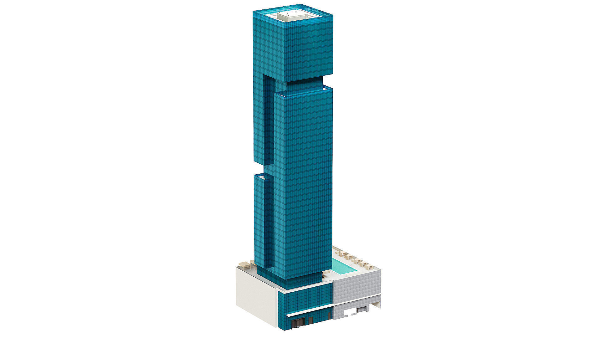 The First Hotel glass skyscraper at Jumeirah Village Circle 3D model_1