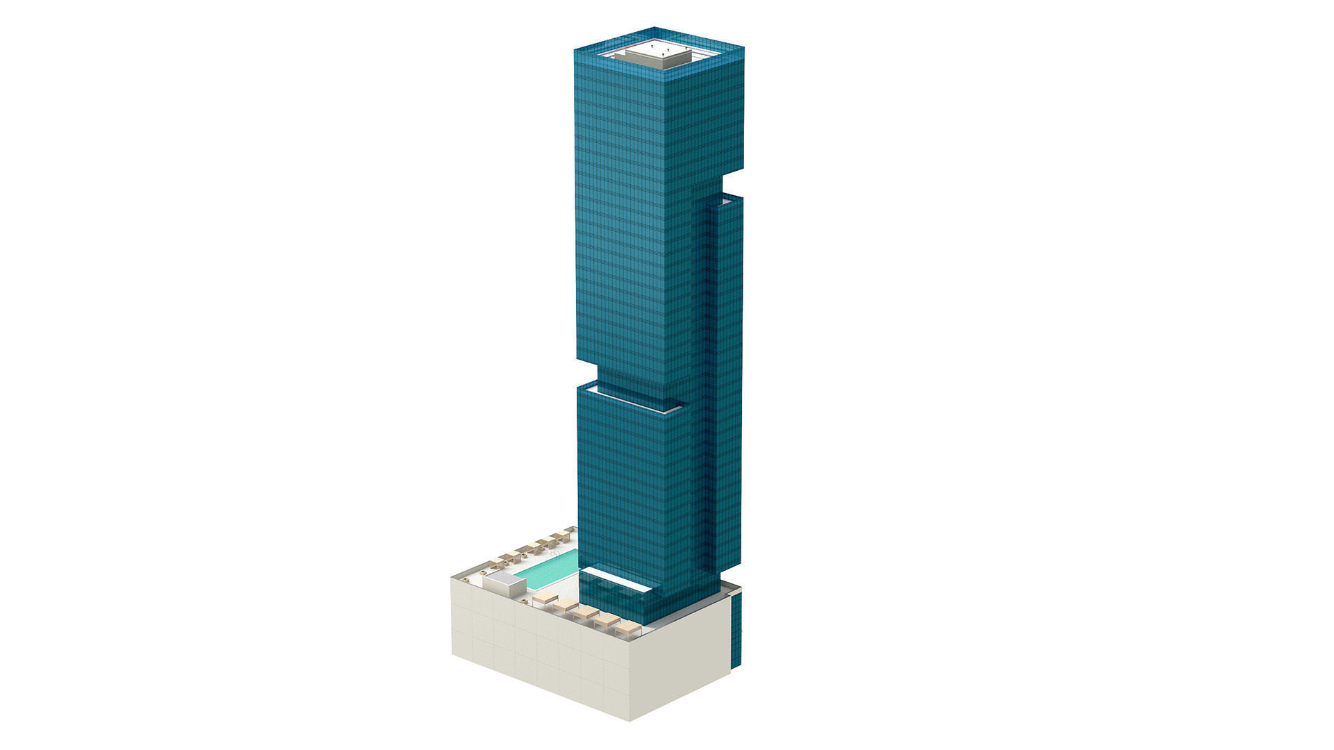 The First Hotel glass skyscraper at Jumeirah Village Circle 3D model_3
