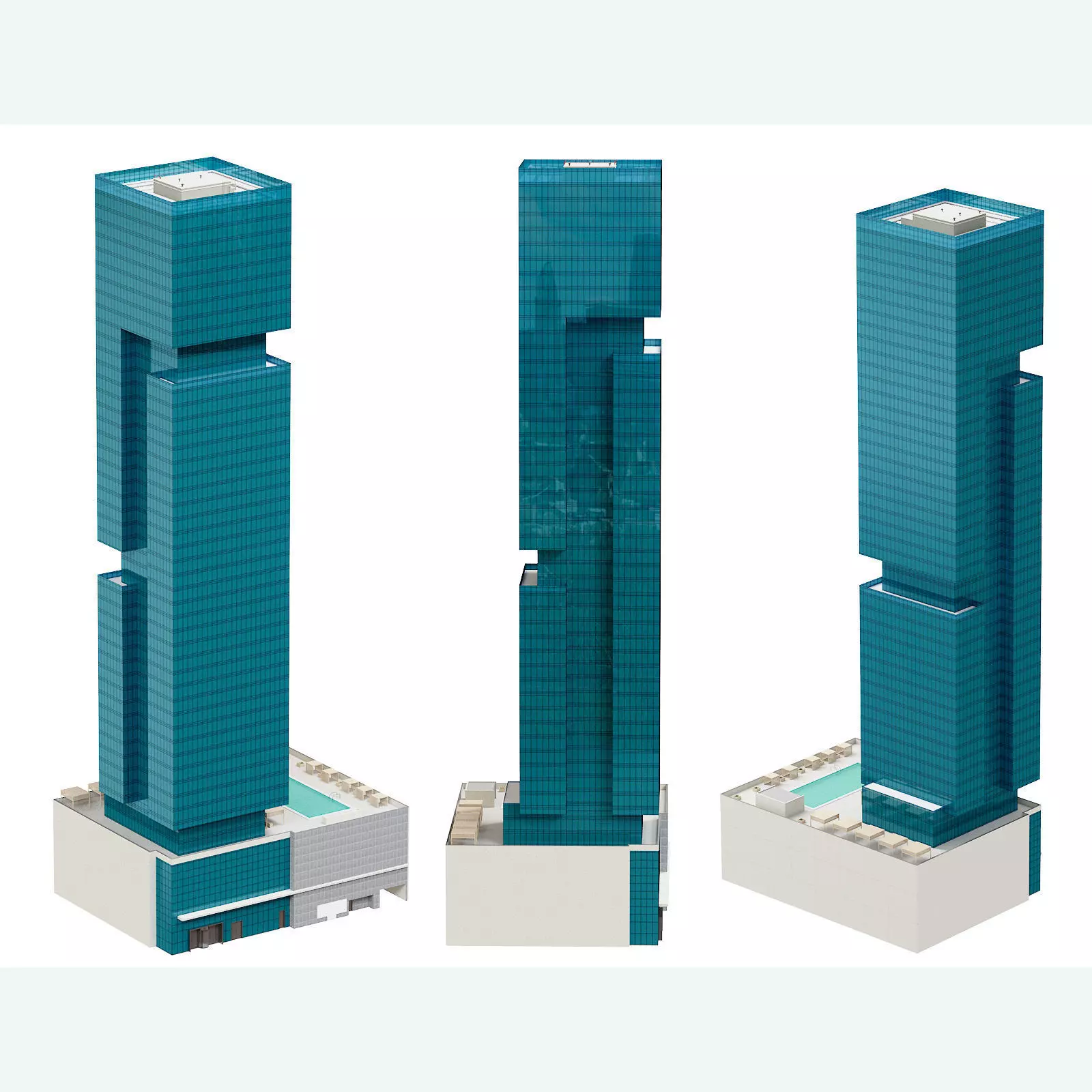 The First Hotel glass skyscraper at Jumeirah Village Circle 3D model_0