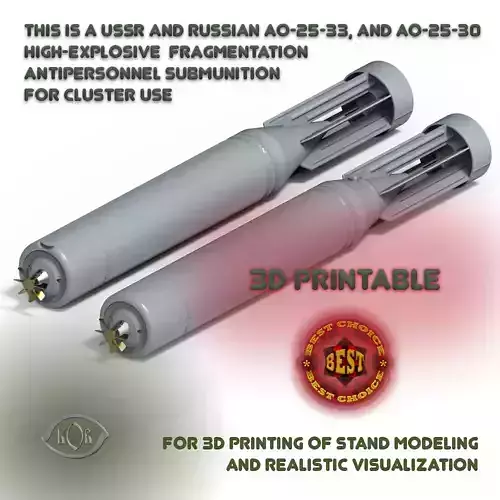 Russian avia bomb AO 25 33 and AO 25 30 submunition moulage 3D model