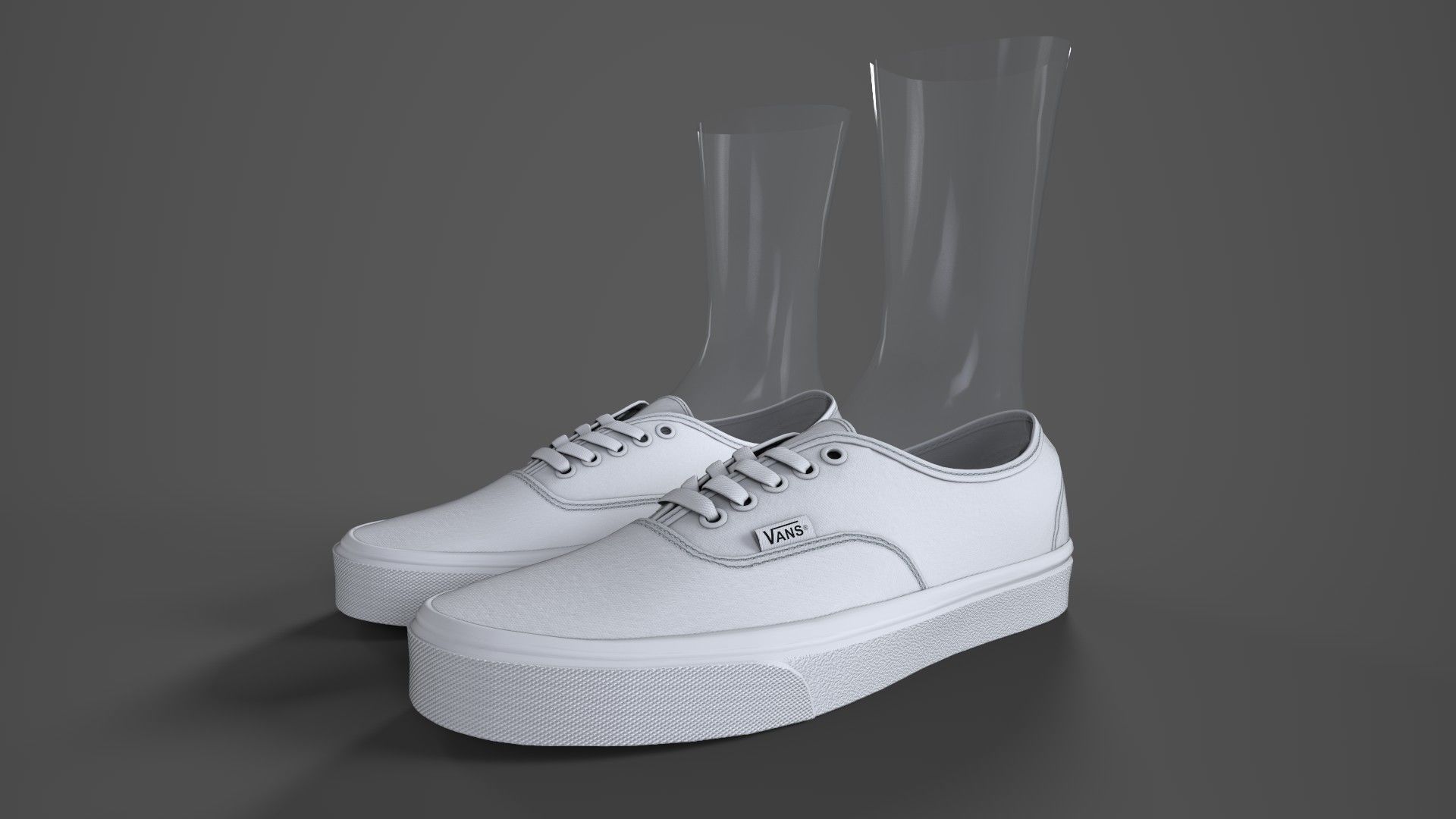 VANS182 Authentic TrueWhite Low-poly 3D model_5