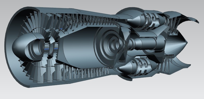 aircraft engine surface modeling Low-poly 3D model_3