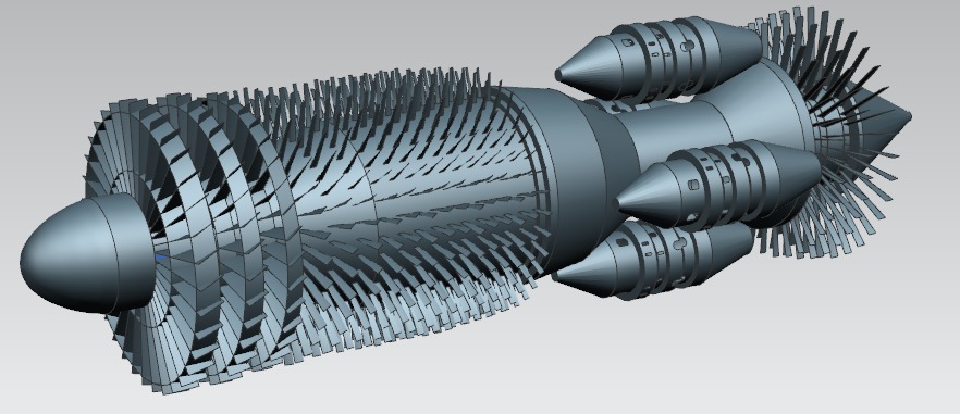 aircraft engine surface modeling Low-poly 3D model_2