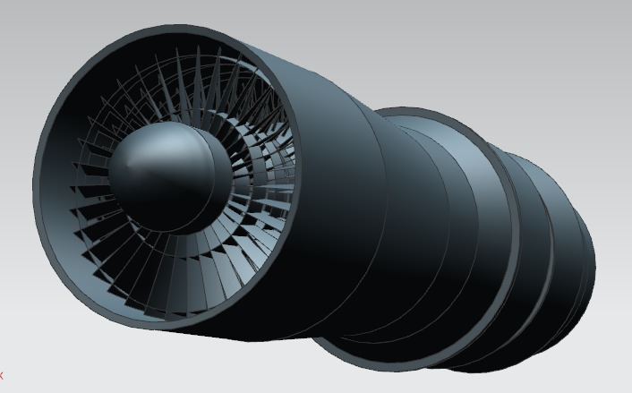 aircraft engine surface modeling Low-poly 3D model_4