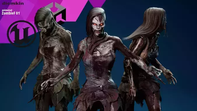ZombieF 01 Low-poly 3D model