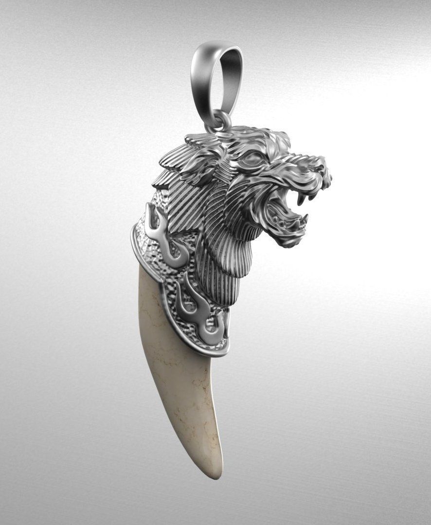 Wolf pendant 3DM STL OBJ model for 3D printing and CNC 3D print model_5
