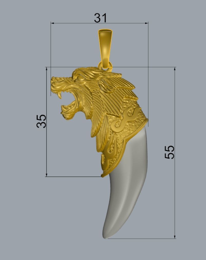 Wolf pendant 3DM STL OBJ model for 3D printing and CNC 3D print model_8
