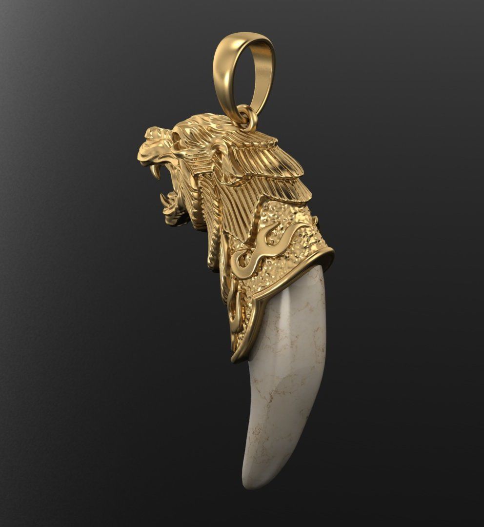 Wolf pendant 3DM STL OBJ model for 3D printing and CNC 3D print model_4