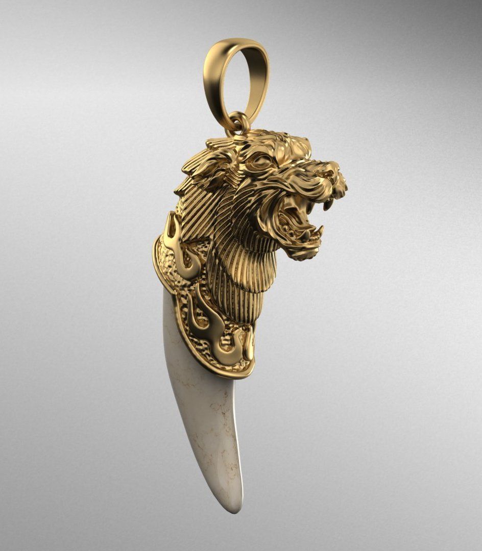 Wolf pendant 3DM STL OBJ model for 3D printing and CNC 3D print model_1