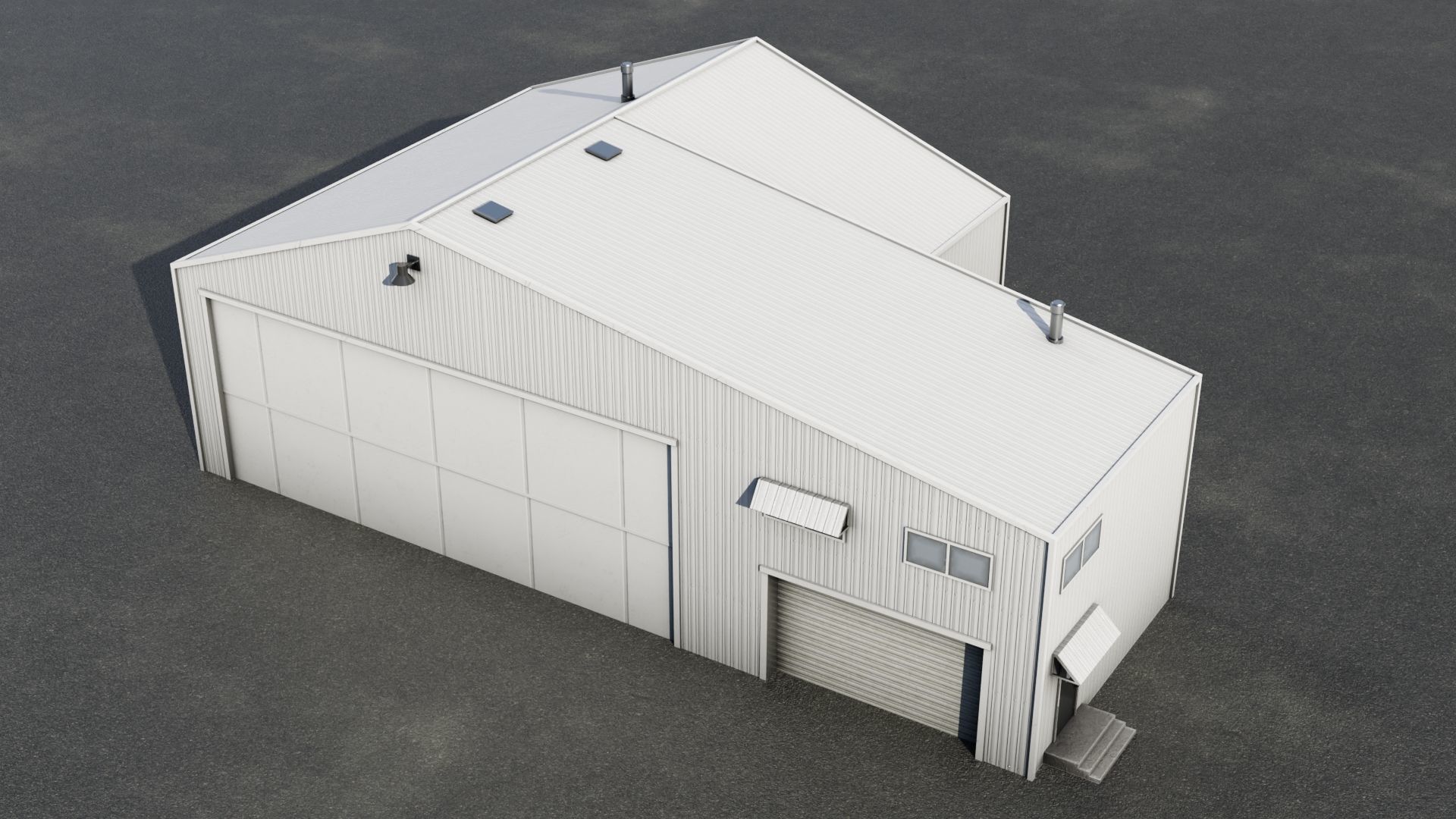 Airfield Hangar Collection Low-poly 3D model_12