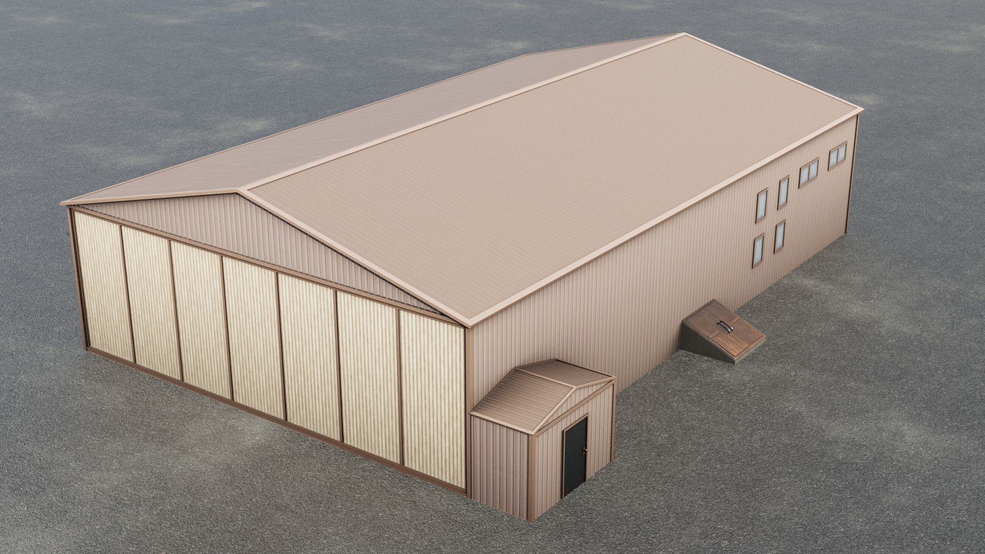 Airfield Hangar Collection Low-poly 3D model_15
