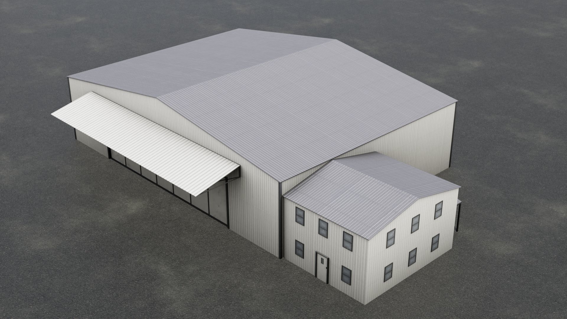 Airfield Hangar Collection Low-poly 3D model_45