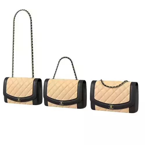 Vintage Medium Diana Flap Bag Black Cream 