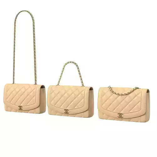 Vintage Medium Diana Flap Bag Cream