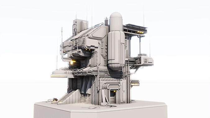 Sci-fi Command center building 3D model