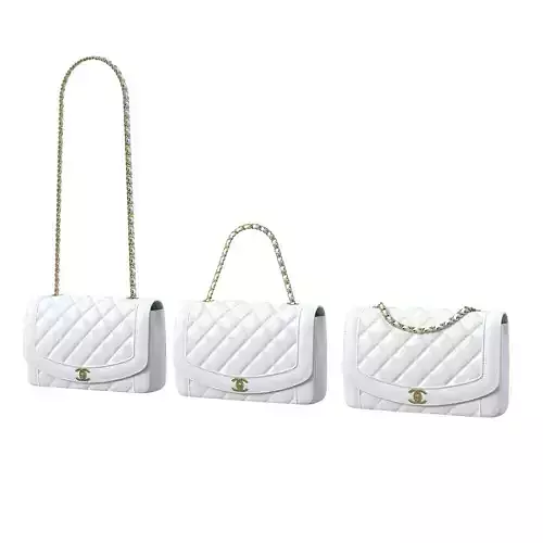 Vintage Medium Diana Flap Bag White