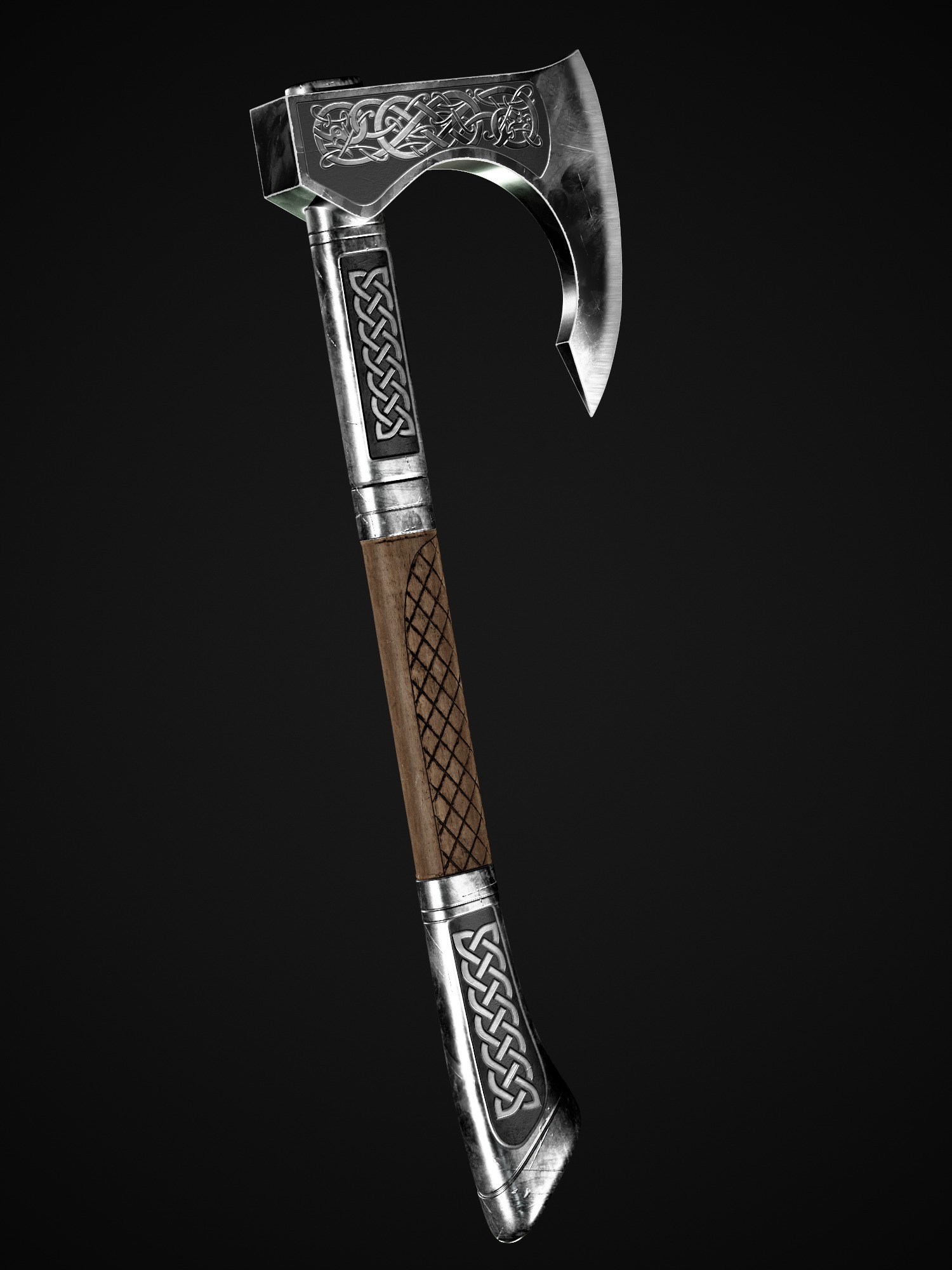 medieval steel Axe Low-poly 3D model_3