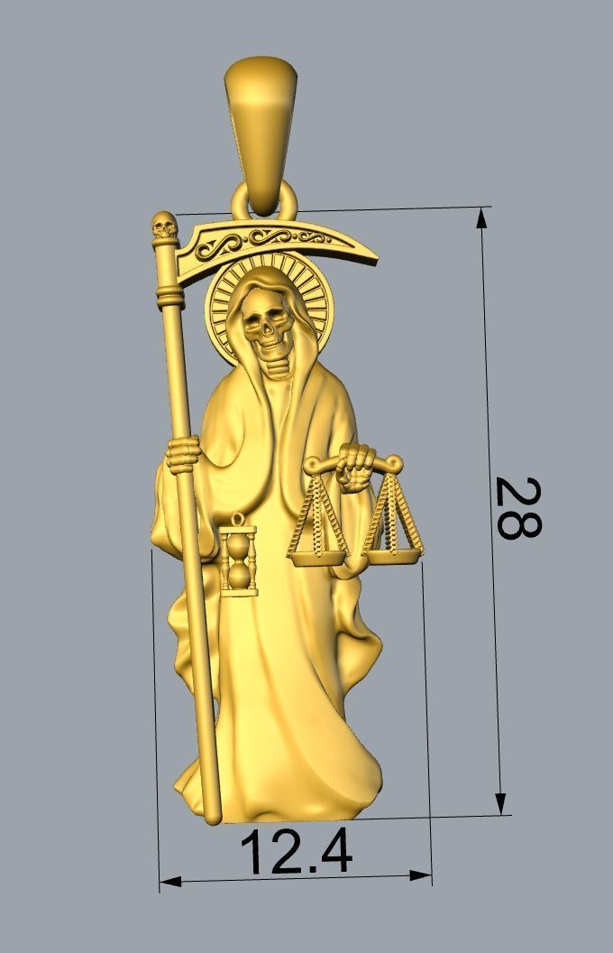 SANTA MUERTE pendant 3DM STL OBJ model for 3D printing and CNC 3D print model_6