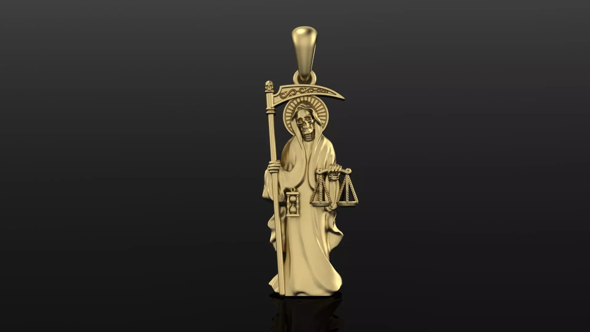 SANTA MUERTE pendant 3DM STL OBJ model for 3D printing and CNC 3D print model_0