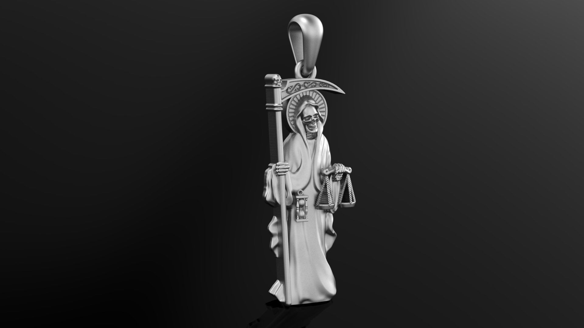 SANTA MUERTE pendant 3DM STL OBJ model for 3D printing and CNC 3D print model_3