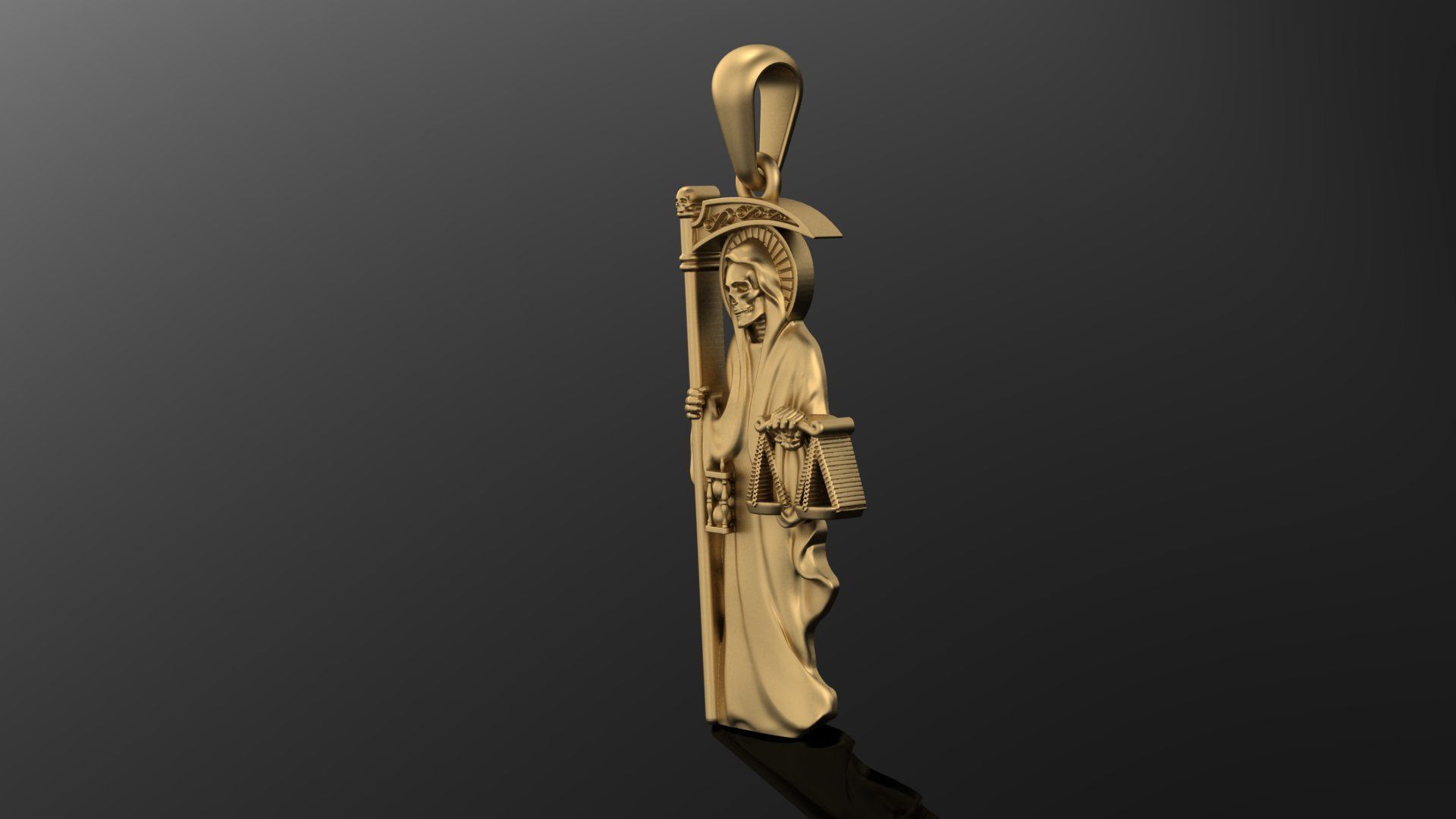 SANTA MUERTE pendant 3DM STL OBJ model for 3D printing and CNC 3D print model_2