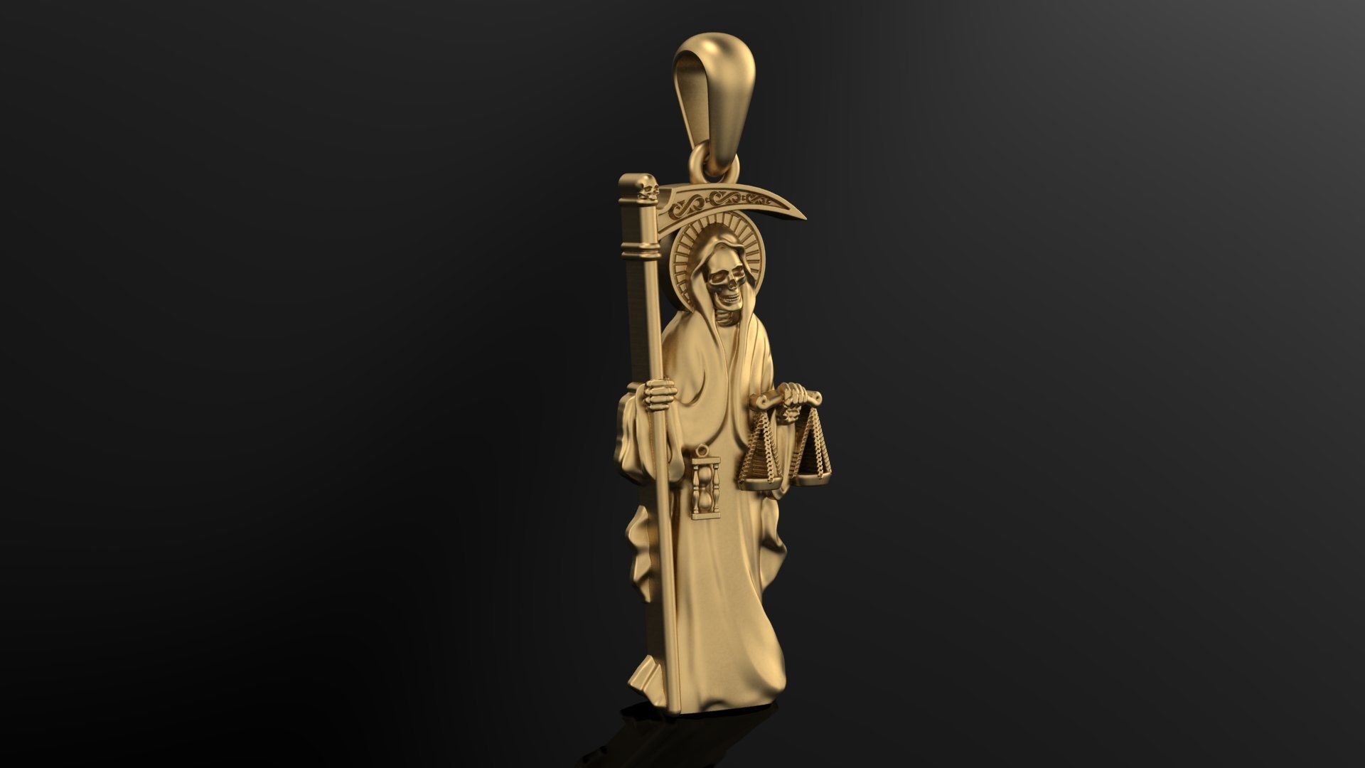 SANTA MUERTE pendant 3DM STL OBJ model for 3D printing and CNC 3D print model_1