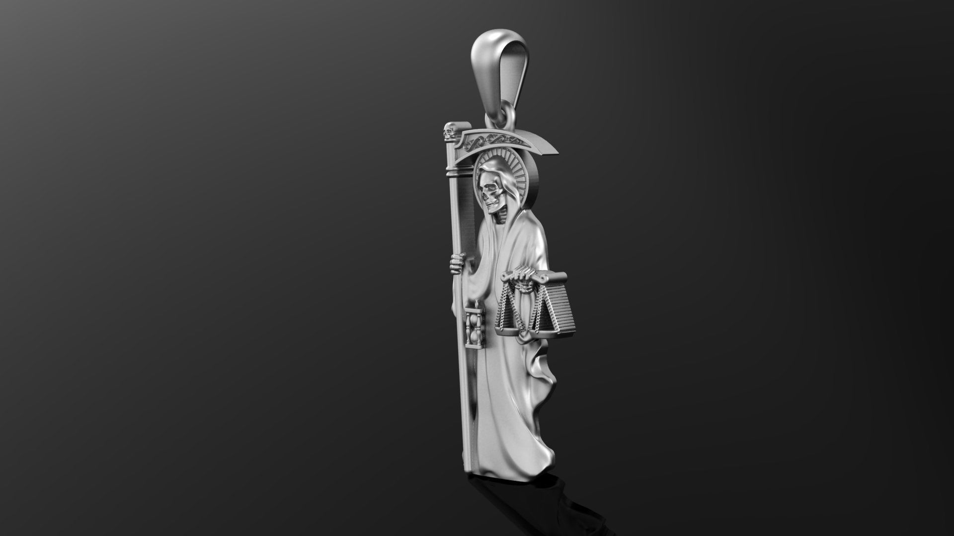 SANTA MUERTE pendant 3DM STL OBJ model for 3D printing and CNC 3D print model_4