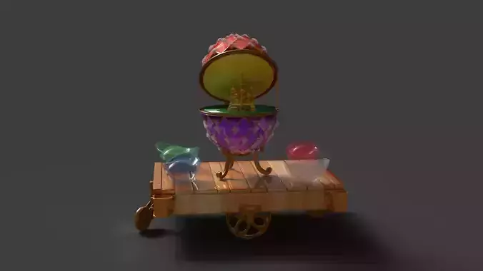 Chinese gold Ingot with Faberge egg  and ancient dome house