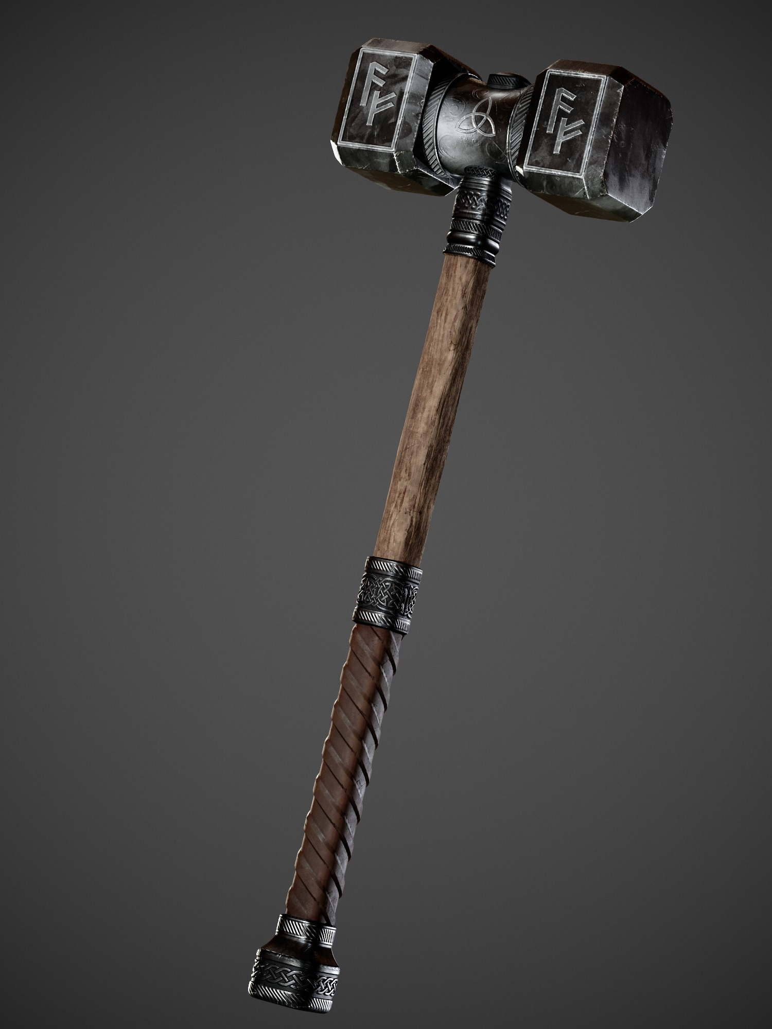 medieval mallet Low-poly 3D model_4