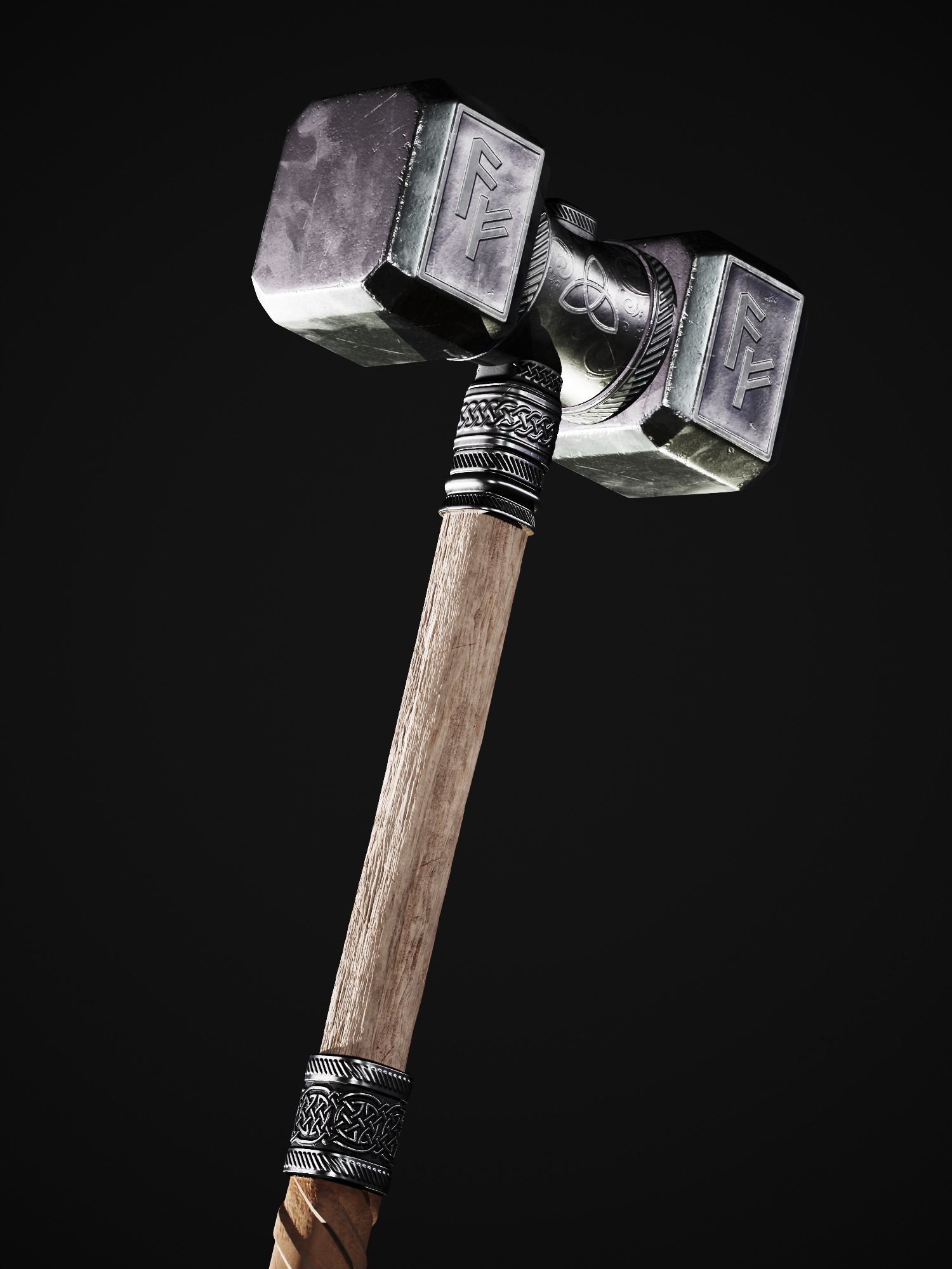 medieval mallet Low-poly 3D model_3