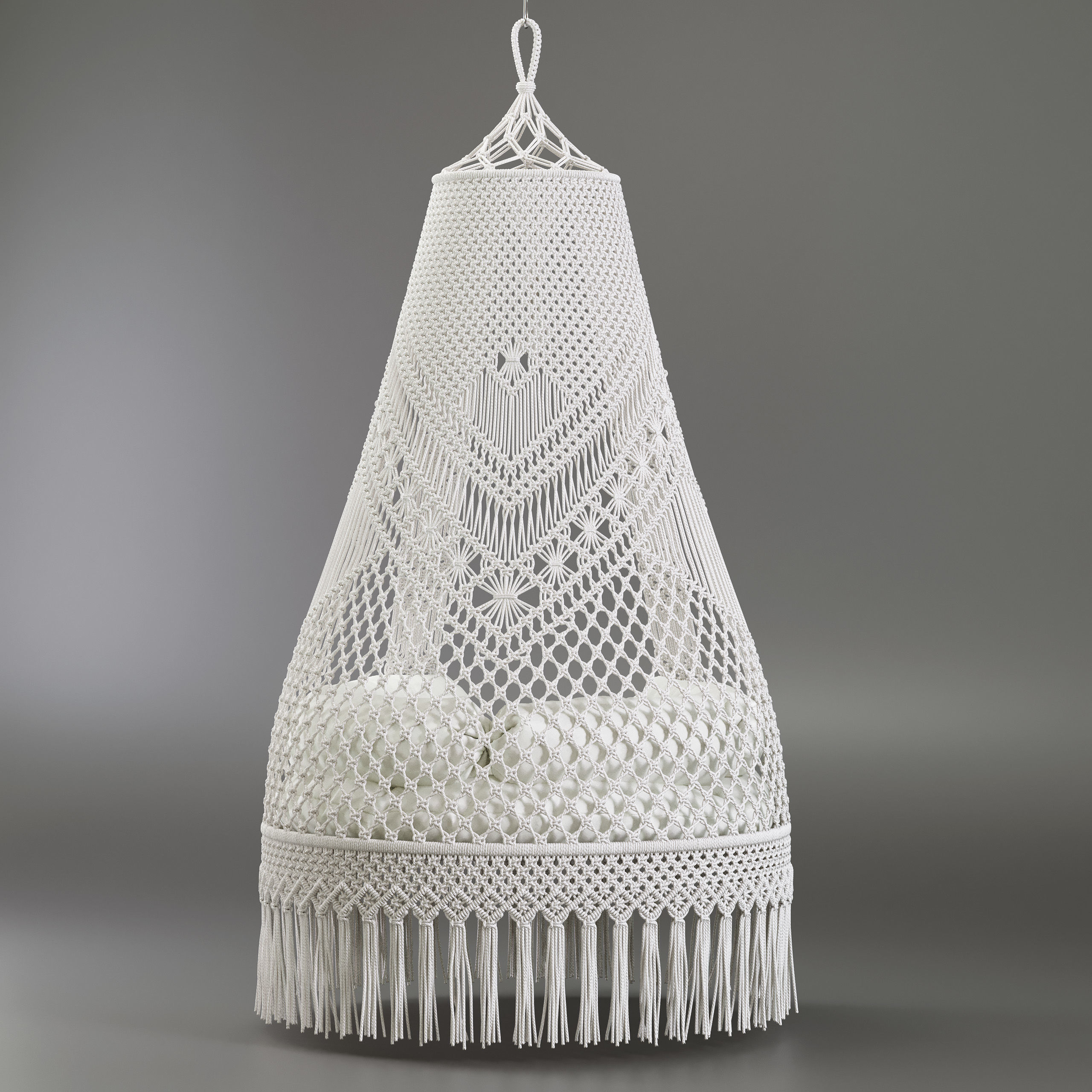 Macrame Hammock Hanging Swing Chair Boho  3D model_2