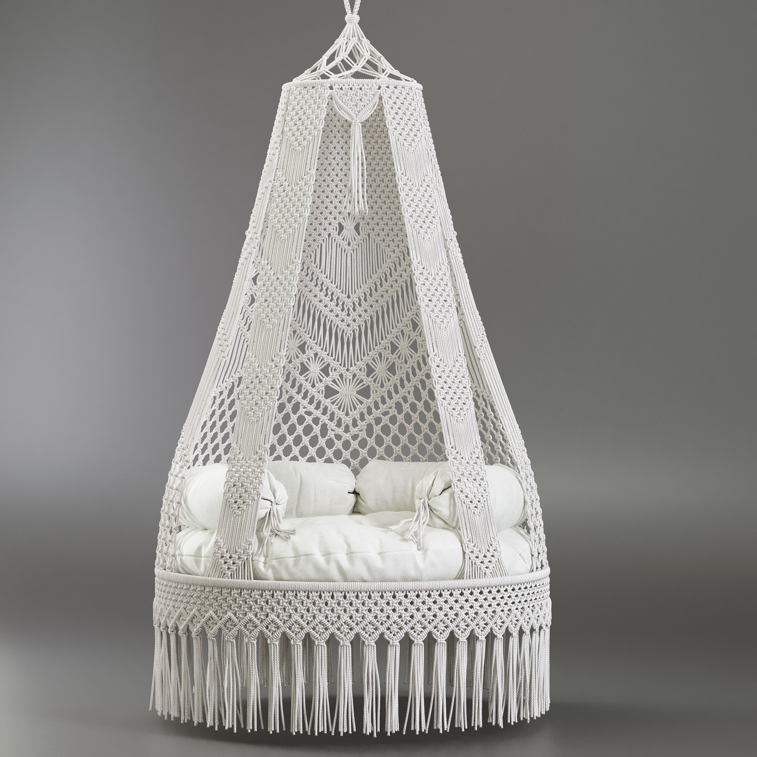 Macrame Hammock Hanging Swing Chair Boho  3D model_1