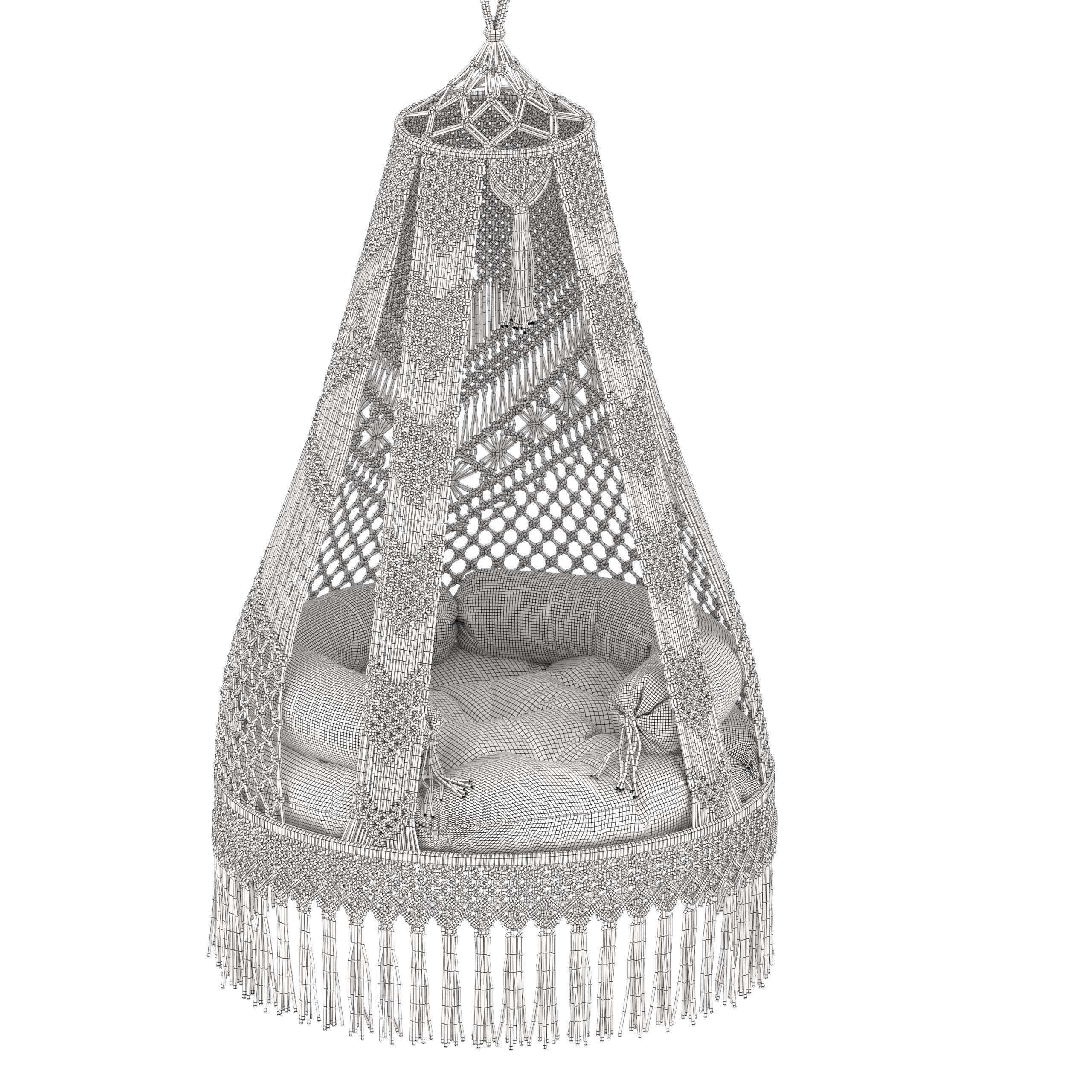 Macrame Hammock Hanging Swing Chair Boho  3D model_8