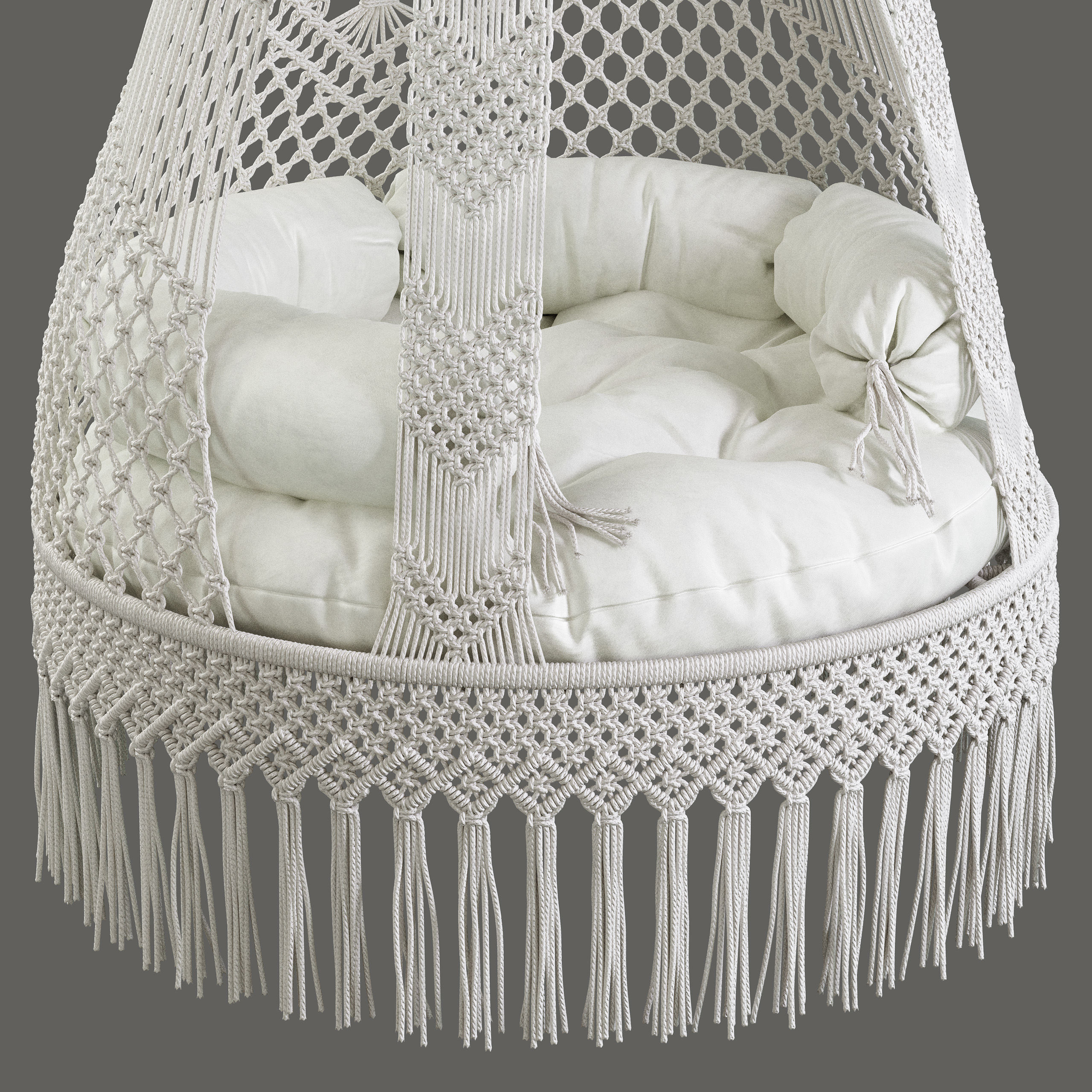 Macrame Hammock Hanging Swing Chair Boho  3D model_4