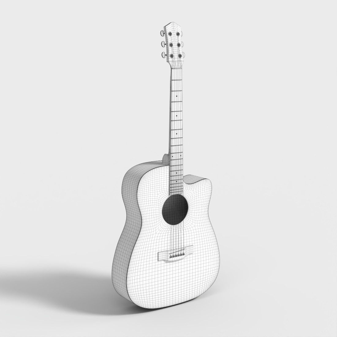 DONNER ACOUSTIC GUITAR Low-poly 3D model_7
