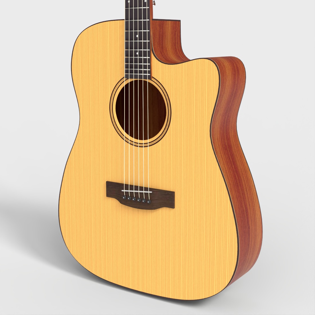 DONNER ACOUSTIC GUITAR Low-poly 3D model_4