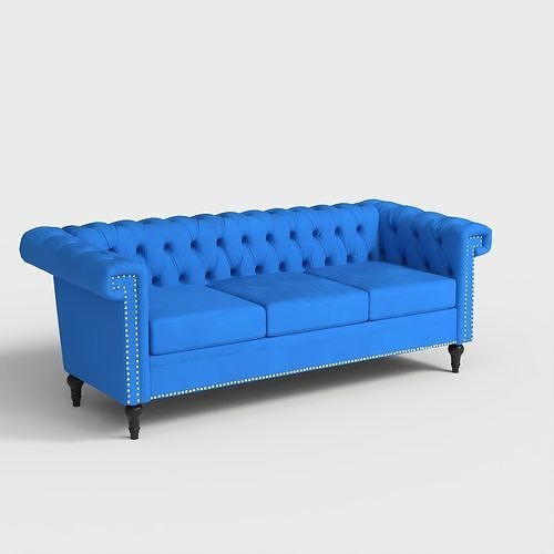 VELVET TUFTED CHESTERFIELD SOFA Low-poly 3D model