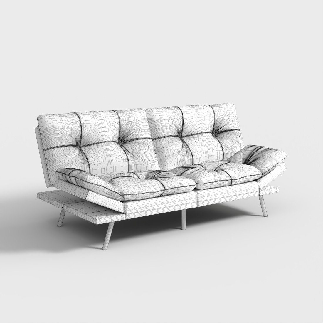 FUTON SOFA Low-poly 3D model_5