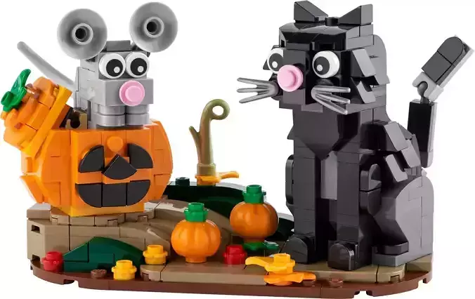 PixelBricks3D - Lego Scary Halloween Cat and Mouse 