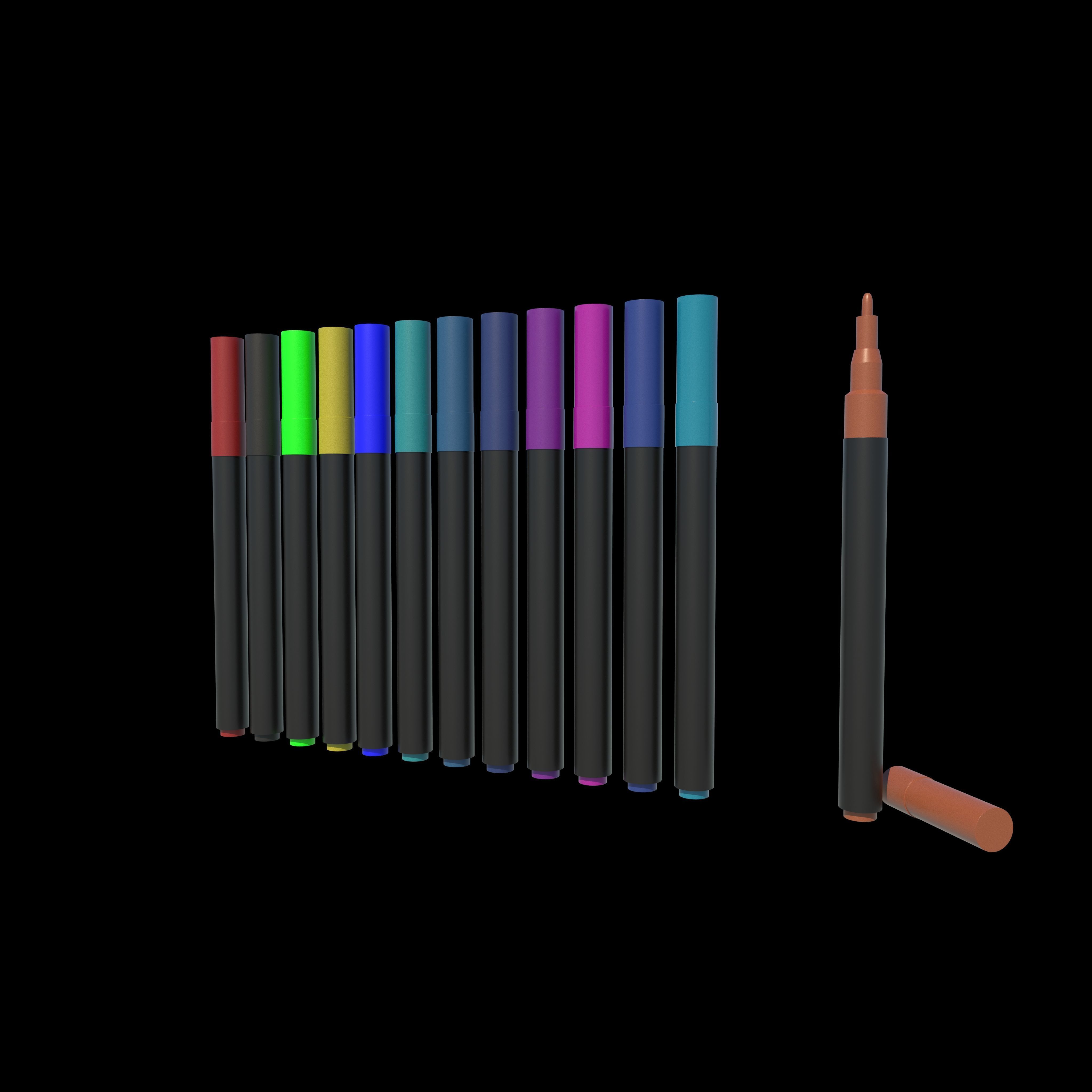 Double Line Pen 3D model_7