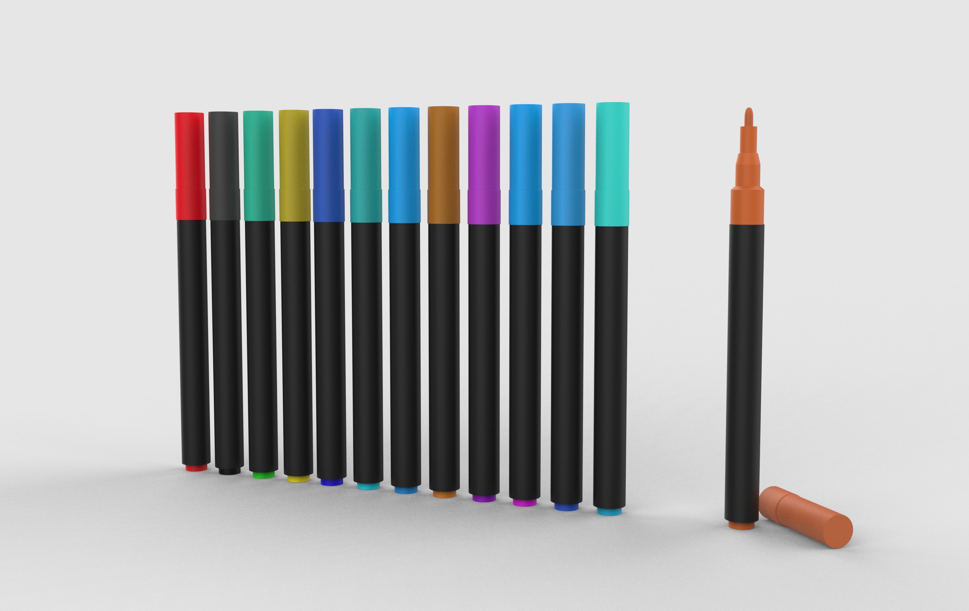 Double Line Pen 3D model_2