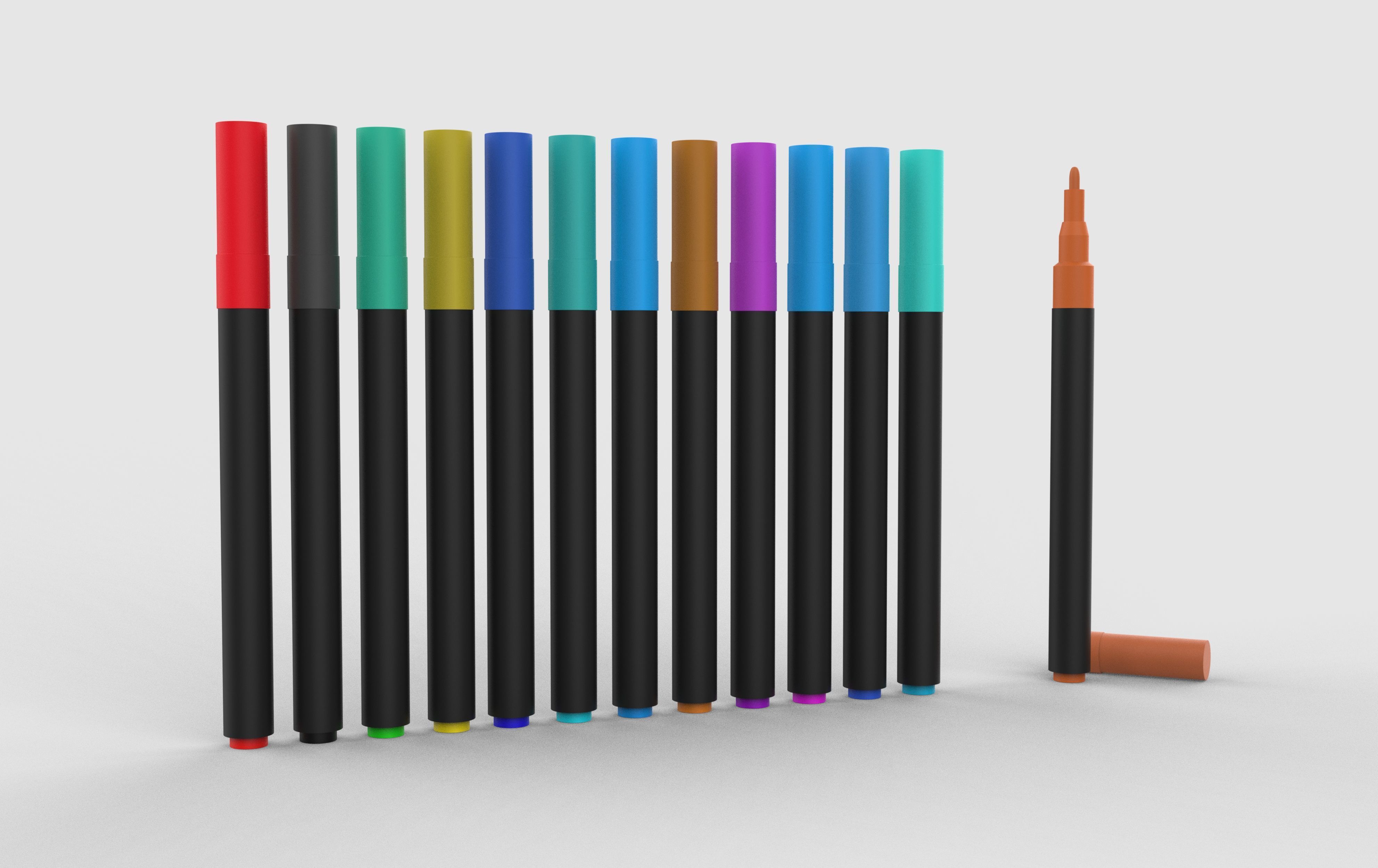 Double Line Pen 3D model_3