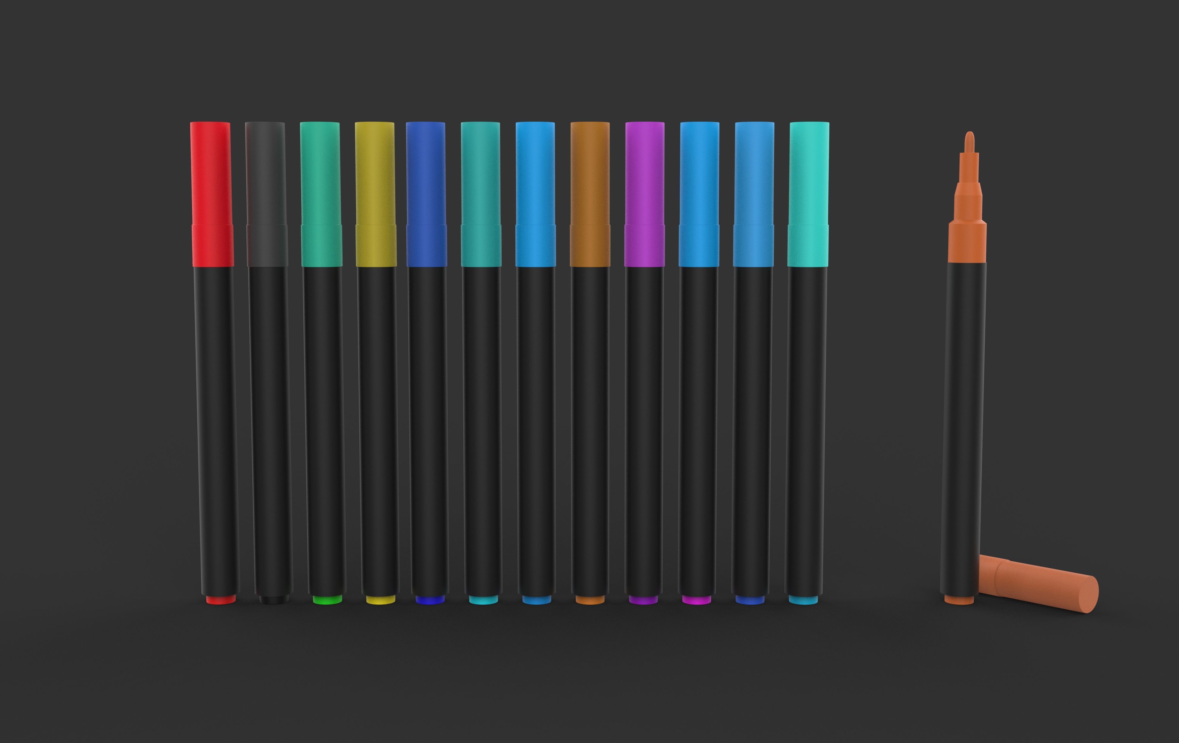 Double Line Pen 3D model_5